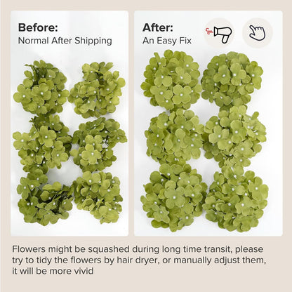 64 PCS Artificial Hydrangea Flowers, Silk Hydrangea Full Flowers Heads with Stems for Wedding Centerpieces, Home, Garden, Baby Shower, Party Decoration (Ivory)