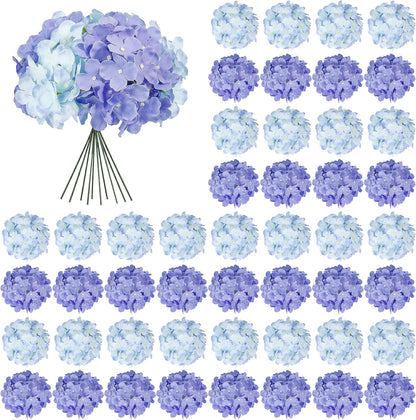 64 PCS Artificial Hydrangea Flowers, Silk Hydrangea Full Flowers Heads with Stems for Wedding Centerpieces, Home, Garden, Baby Shower, Party Decoration (Ivory)
