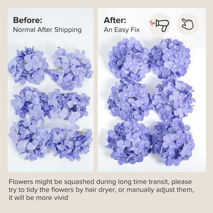 64 PCS Artificial Hydrangea Flowers, Silk Hydrangea Full Flowers Heads with Stems for Wedding Centerpieces, Home, Garden, Baby Shower, Party Decoration (Ivory)