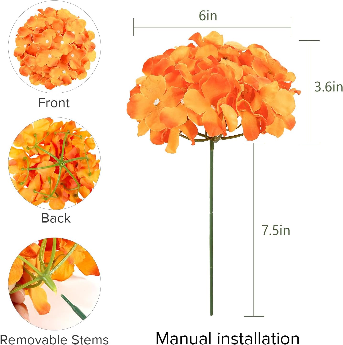 64 PCS Artificial Hydrangea Flowers, Silk Hydrangea Full Flowers Heads with Stems for Wedding Centerpieces, Home, Garden, Baby Shower, Party Decoration (Ivory)
