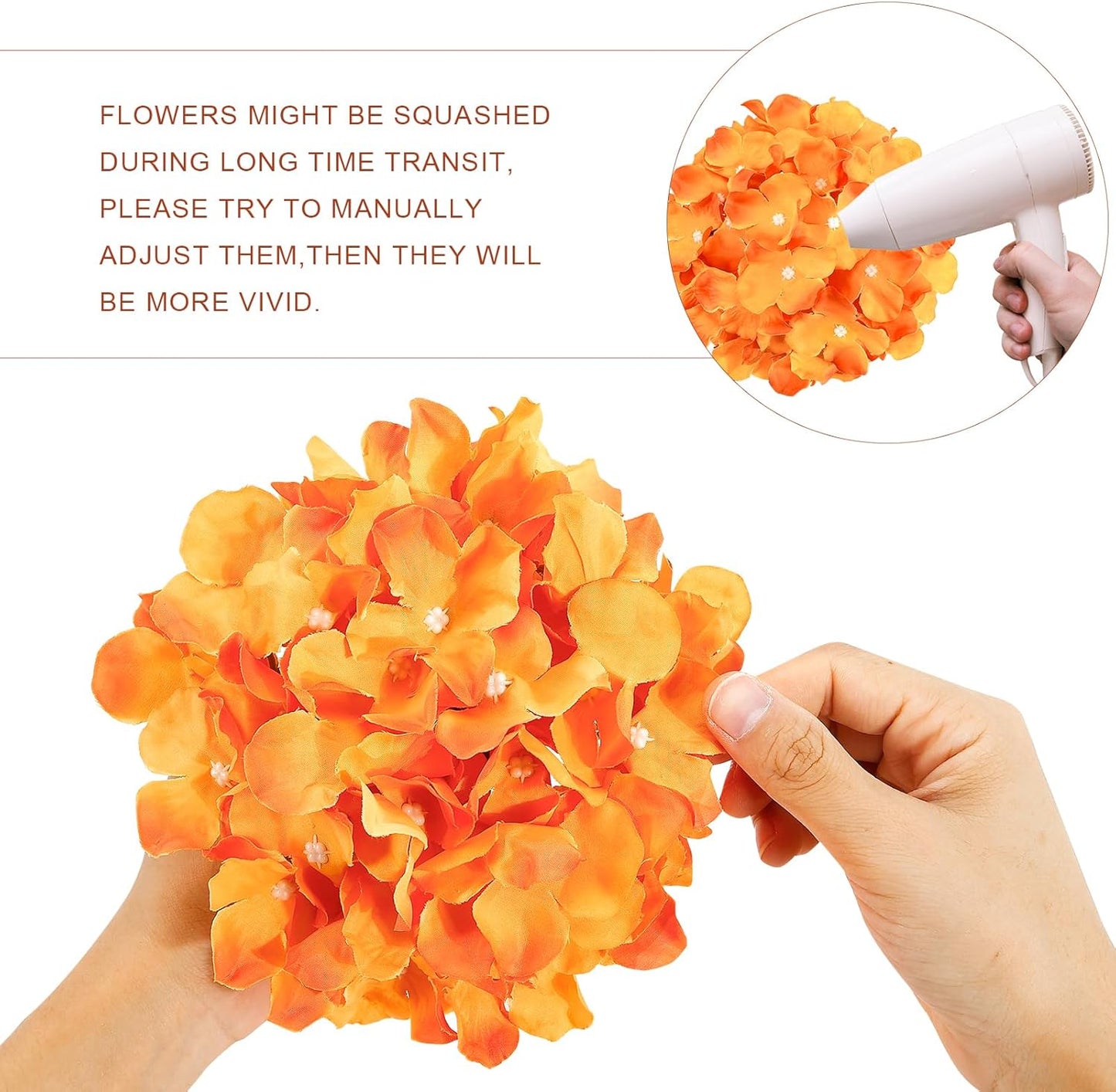 64 PCS Artificial Hydrangea Flowers, Silk Hydrangea Full Flowers Heads with Stems for Wedding Centerpieces, Home, Garden, Baby Shower, Party Decoration (Ivory)