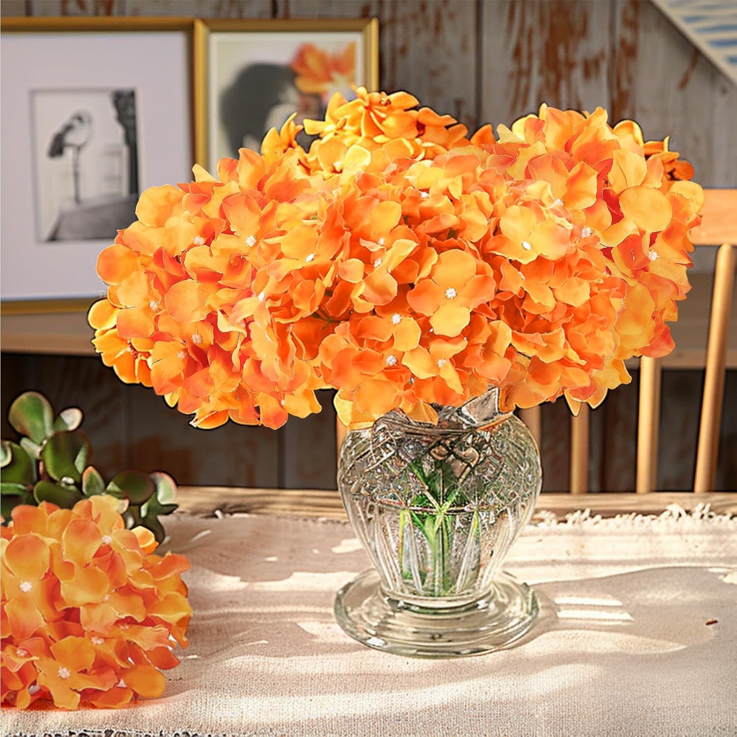 64 PCS Artificial Hydrangea Flowers, Silk Hydrangea Full Flowers Heads with Stems for Wedding Centerpieces, Home, Garden, Baby Shower, Party Decoration (Ivory)