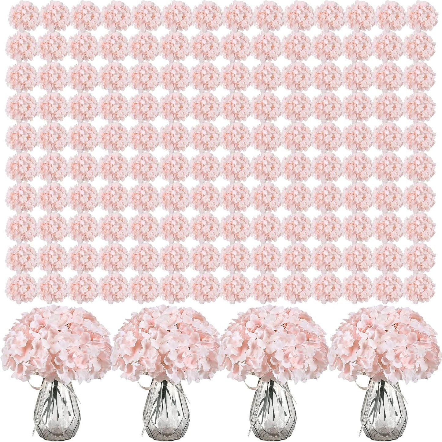 64 PCS Artificial Hydrangea Flowers, Silk Hydrangea Full Flowers Heads with Stems for Wedding Centerpieces, Home, Garden, Baby Shower, Party Decoration (Ivory)