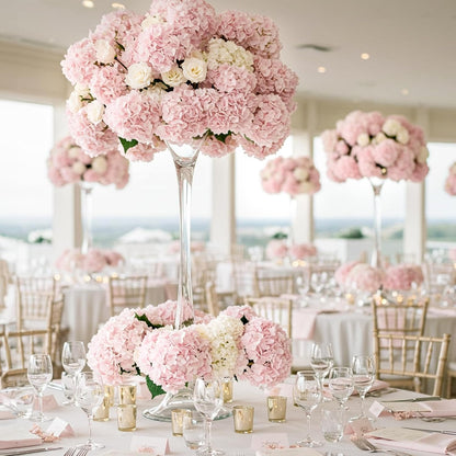 64 PCS Artificial Hydrangea Flowers, Silk Hydrangea Full Flowers Heads with Stems for Wedding Centerpieces, Home, Garden, Baby Shower, Party Decoration (Ivory)