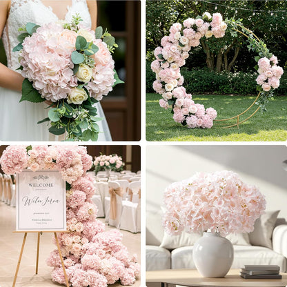 64 PCS Artificial Hydrangea Flowers, Silk Hydrangea Full Flowers Heads with Stems for Wedding Centerpieces, Home, Garden, Baby Shower, Party Decoration (Ivory)