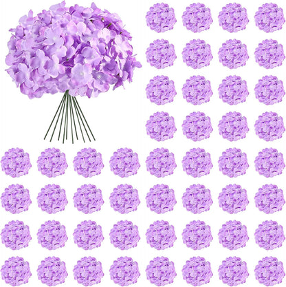 64 PCS Artificial Hydrangea Flowers, Silk Hydrangea Full Flowers Heads with Stems for Wedding Centerpieces, Home, Garden, Baby Shower, Party Decoration (Ivory)