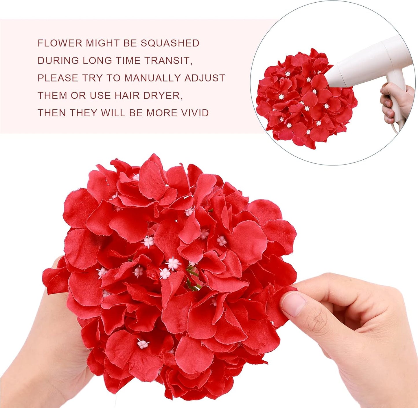 64 PCS Artificial Hydrangea Flowers, Silk Hydrangea Full Flowers Heads with Stems for Wedding Centerpieces, Home, Garden, Baby Shower, Party Decoration (Ivory)