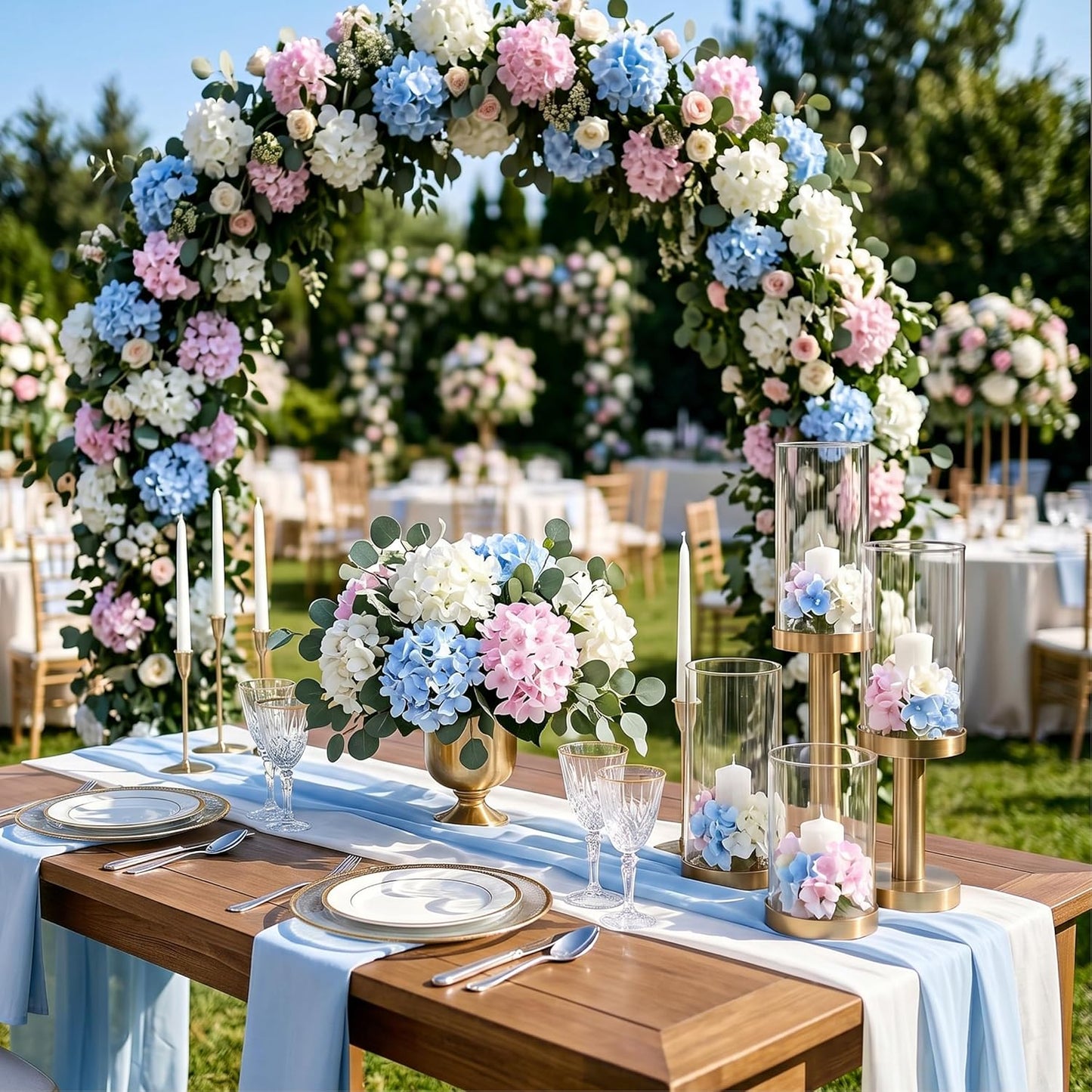 64 PCS Artificial Hydrangea Flowers, Silk Hydrangea Full Flowers Heads with Stems for Wedding Centerpieces, Home, Garden, Baby Shower, Party Decoration (Ivory)