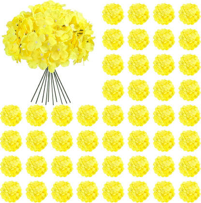 64 PCS Artificial Hydrangea Flowers, Silk Hydrangea Full Flowers Heads with Stems for Wedding Centerpieces, Home, Garden, Baby Shower, Party Decoration (Ivory)