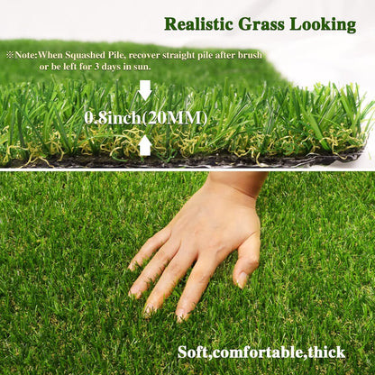 Artificial Turf Grass 4ft 11in x 8 ft, Realistic Fake Grass Rug with Drainage Holes, 20MM Indoor Outdoor Lawn Grass Landscape for Backyard Patio, Synthetic Grass Mat for Dogs Pets, Customized