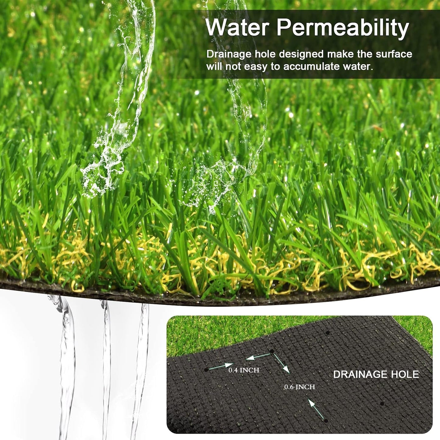 Artificial Turf Grass 4ft 11in x 8 ft, Realistic Fake Grass Rug with Drainage Holes, 20MM Indoor Outdoor Lawn Grass Landscape for Backyard Patio, Synthetic Grass Mat for Dogs Pets, Customized