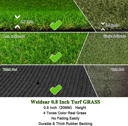 Artificial Turf Grass 4ft 11in x 8 ft, Realistic Fake Grass Rug with Drainage Holes, 20MM Indoor Outdoor Lawn Grass Landscape for Backyard Patio, Synthetic Grass Mat for Dogs Pets, Customized