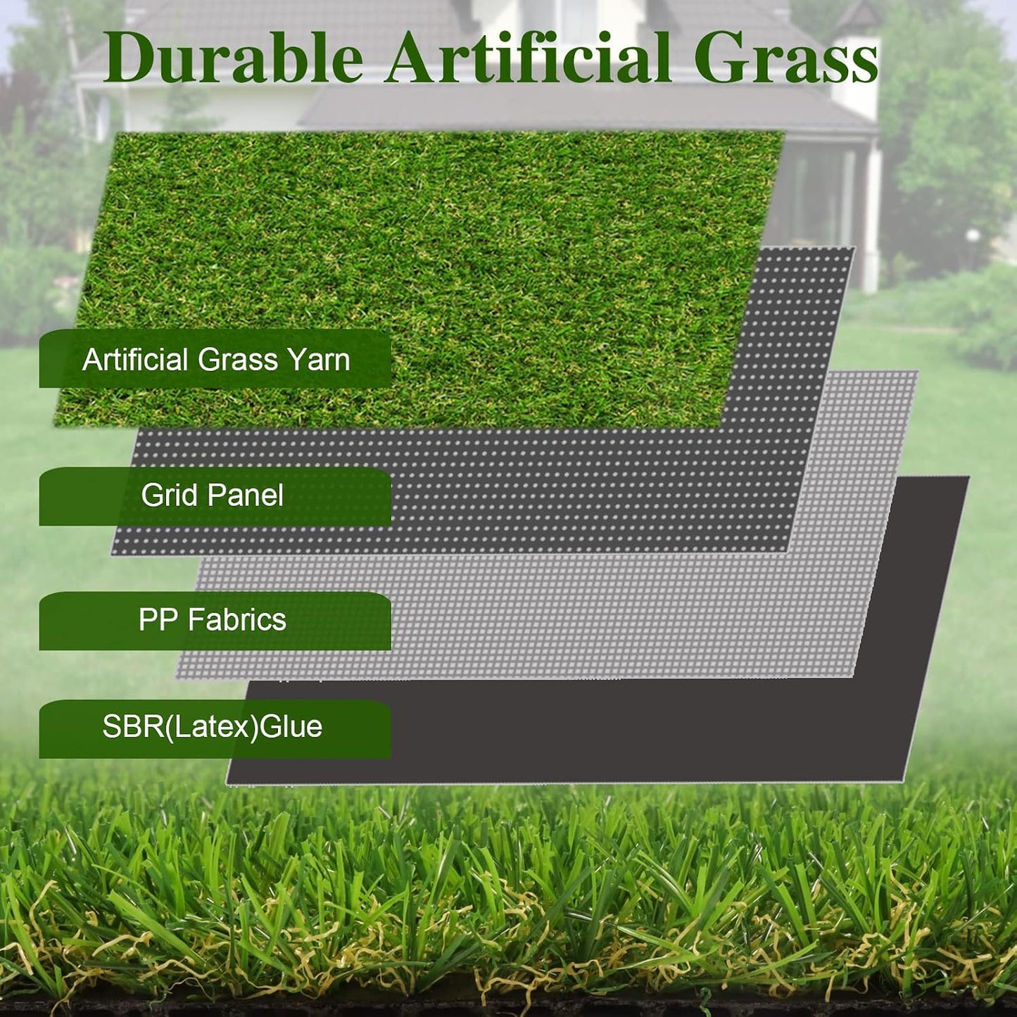 Artificial Turf Grass 4ft 11in x 8 ft, Realistic Fake Grass Rug with Drainage Holes, 20MM Indoor Outdoor Lawn Grass Landscape for Backyard Patio, Synthetic Grass Mat for Dogs Pets, Customized