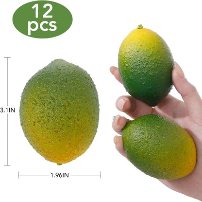 12PCS Artificial Lemons – Lifelike Fake Yellow Lemons for Kitchen Decor, Fruit Bowl, Lemonade Party, Photo Props & Summer Table Decorations – Realistic Faux Fruit for Home & Events