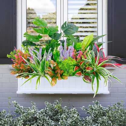 18 PCS Artificial Outdoor Plants, Fake Plants Mix