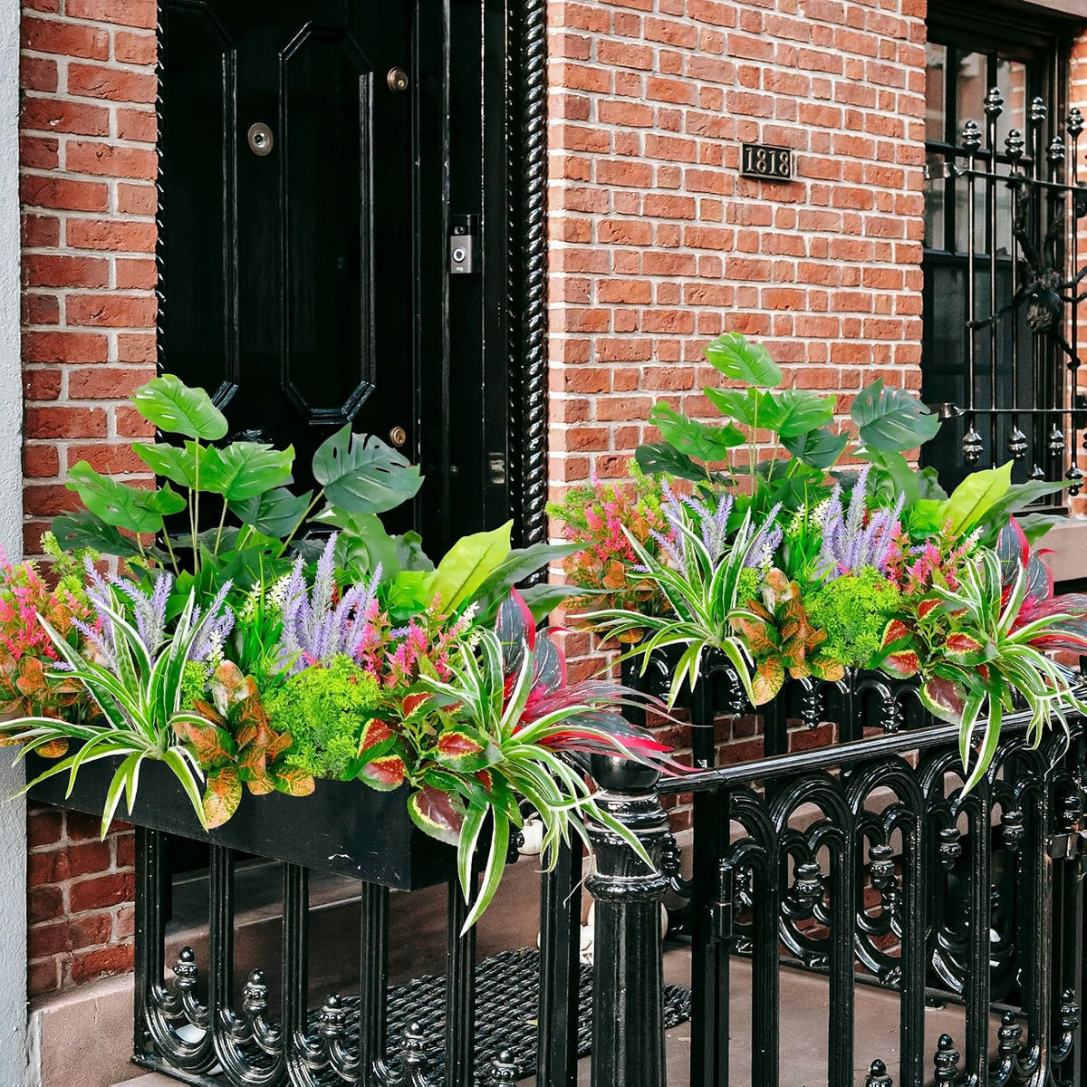 18 PCS Artificial Outdoor Plants, Fake Plants Mix