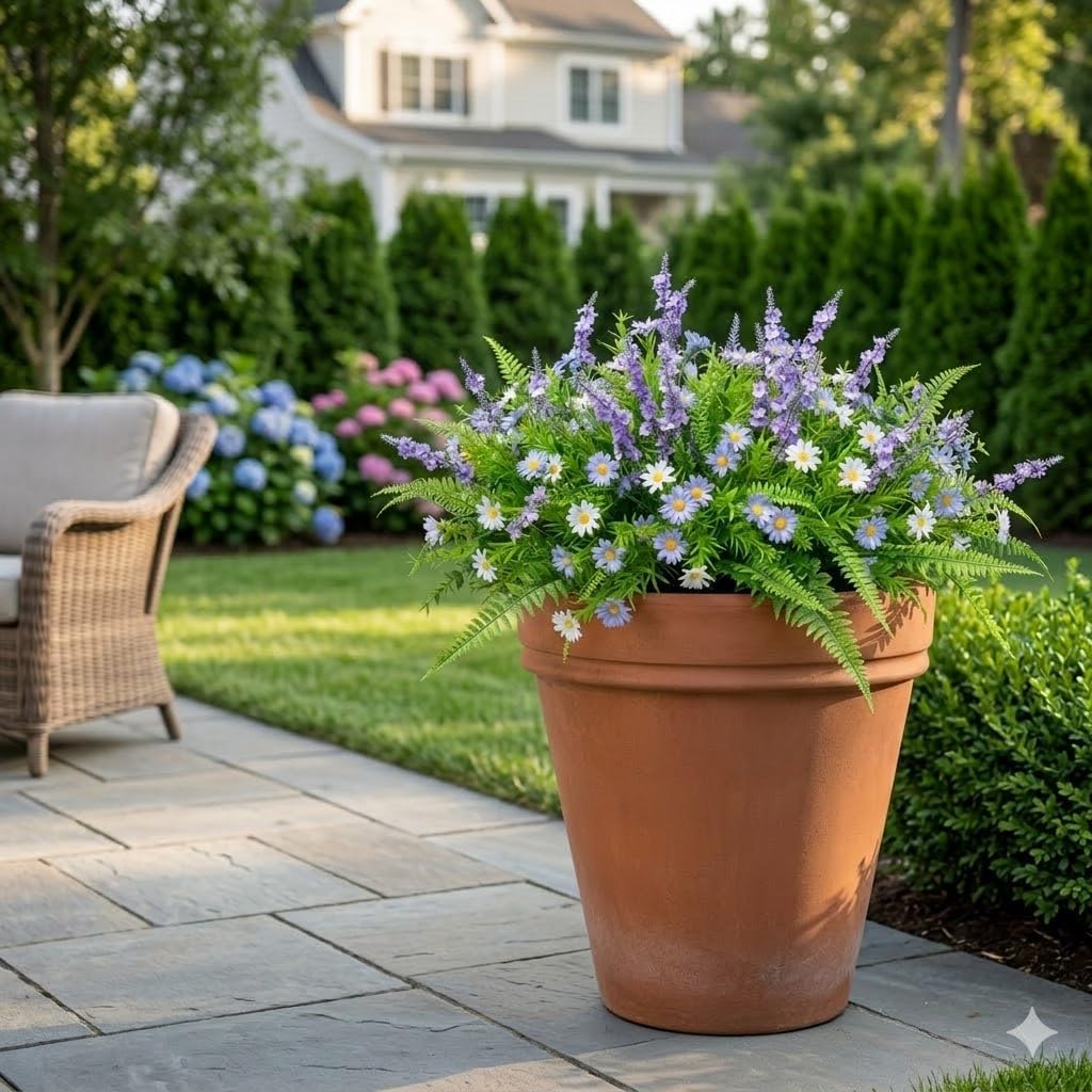 18 PCS Artificial Outdoor Plants, Fake Plants Mix