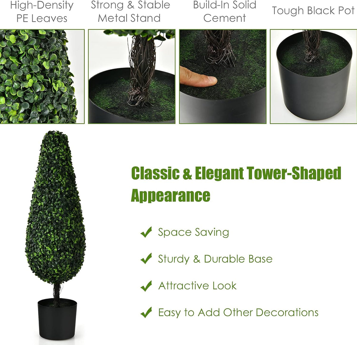 BestComfort 6ft Artificial Wisteria Tree, Green, Plastic, Polyester, Wood - No Watering or Pruning Needed