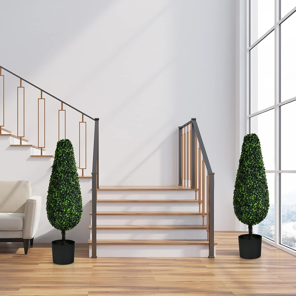 BestComfort 6ft Artificial Wisteria Tree, Green, Plastic, Polyester, Wood - No Watering or Pruning Needed