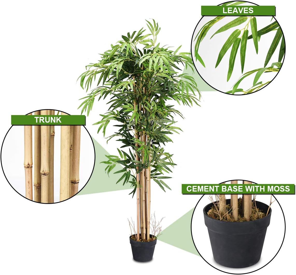 BestComfort 6ft Artificial Wisteria Tree, Green, Plastic, Polyester, Wood - No Watering or Pruning Needed