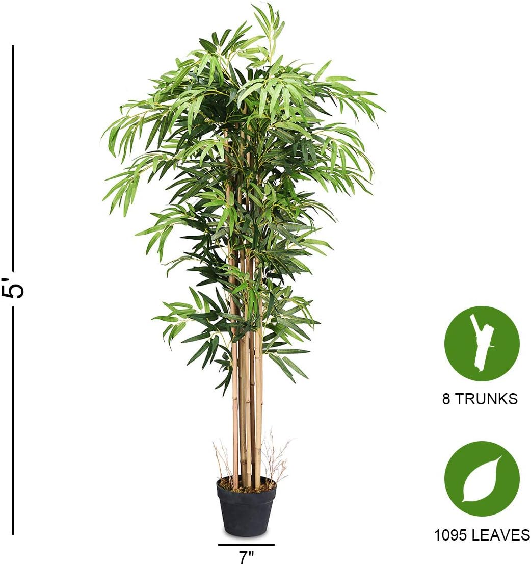 BestComfort 6ft Artificial Wisteria Tree, Green, Plastic, Polyester, Wood - No Watering or Pruning Needed