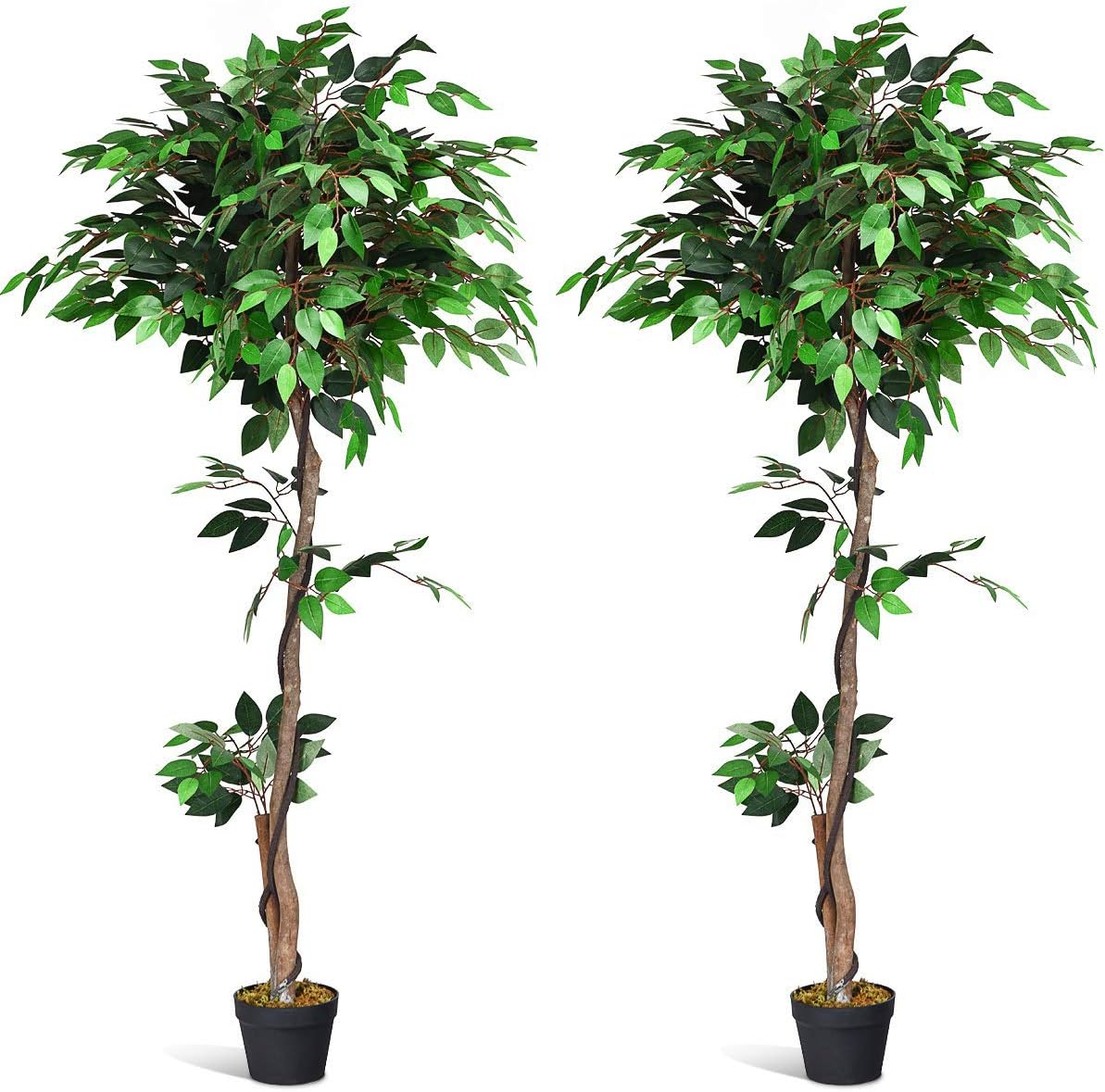 BestComfort 6ft Artificial Wisteria Tree, Green, Plastic, Polyester, Wood - No Watering or Pruning Needed