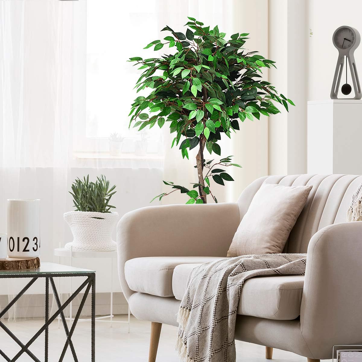 BestComfort 6ft Artificial Wisteria Tree, Green, Plastic, Polyester, Wood - No Watering or Pruning Needed