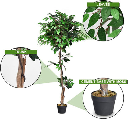 BestComfort 6ft Artificial Wisteria Tree, Green, Plastic, Polyester, Wood - No Watering or Pruning Needed