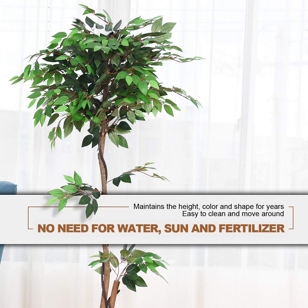 BestComfort 6ft Artificial Wisteria Tree, Green, Plastic, Polyester, Wood - No Watering or Pruning Needed