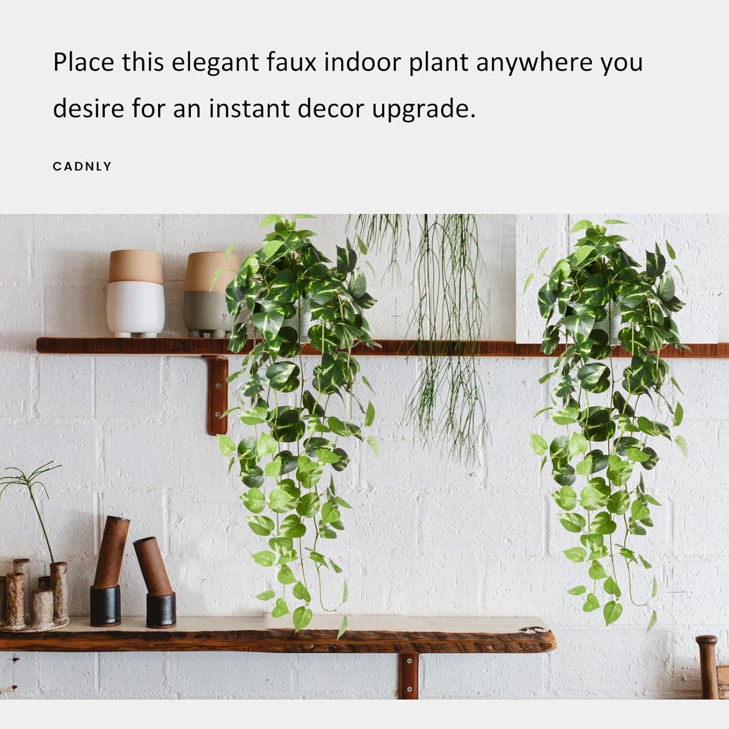 Artificial Plants Indoor in Pot - Green Fake Pothos Potted Home Decor 1 Pack