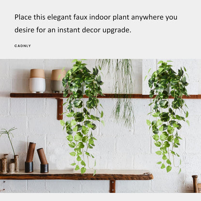 Artificial Plants Indoor in Pot - Green Fake Pothos Potted Home Decor 1 Pack
