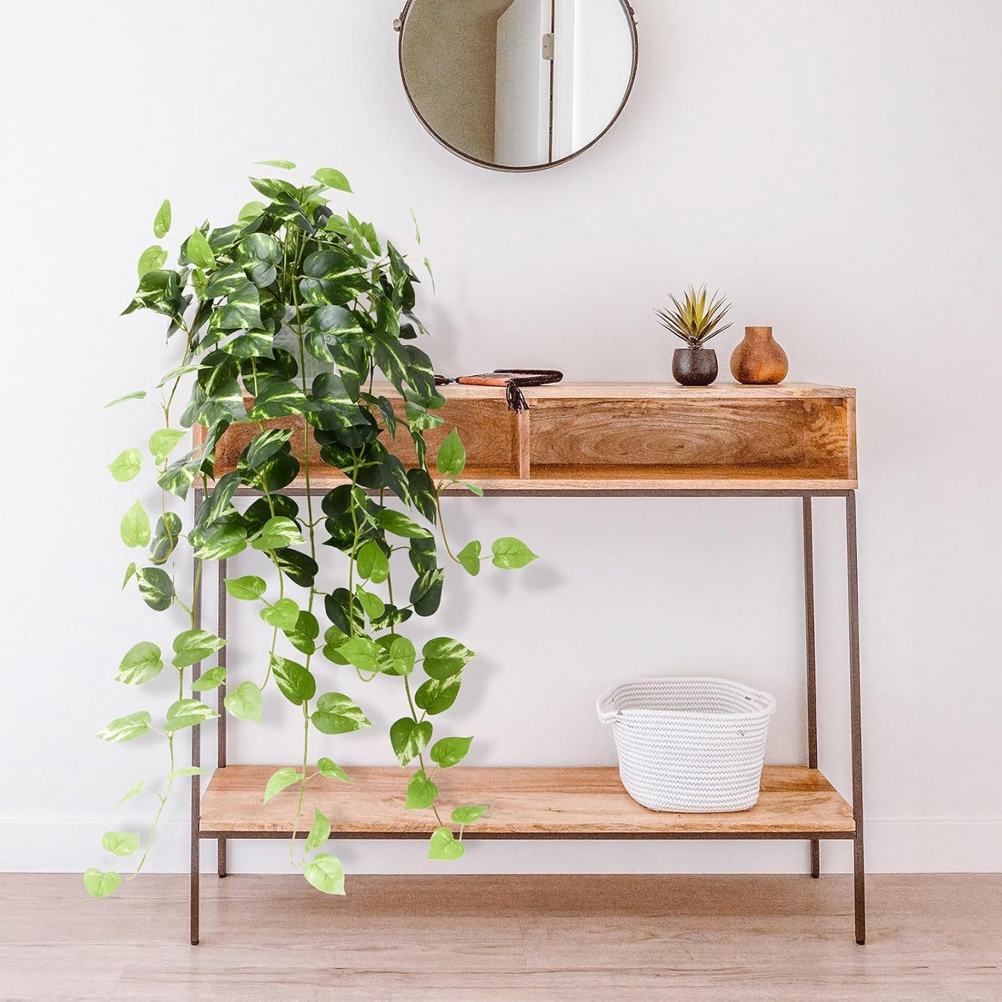 Artificial Plants Indoor in Pot - Green Fake Pothos Potted Home Decor 1 Pack