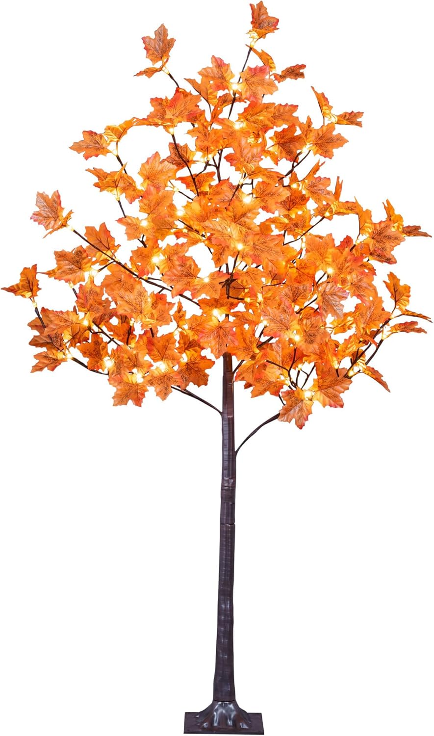 6FT 120LED Artificial Lighted Maple Tree Warm White Fall Decorations Indoor Ourdoor, Orange