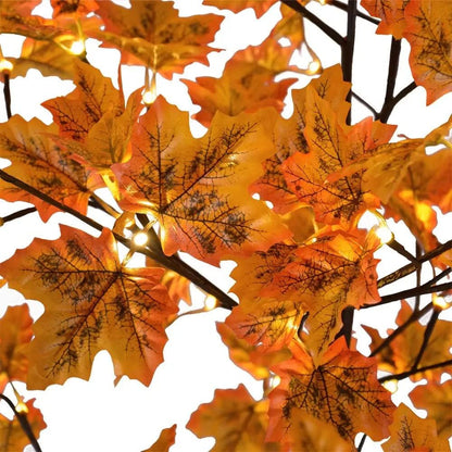 6FT 120LED Artificial Lighted Maple Tree Warm White Fall Decorations Indoor Ourdoor, Orange