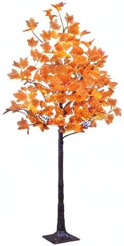 6FT 120LED Artificial Lighted Maple Tree Warm White Fall Decorations Indoor Ourdoor, Orange