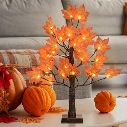 6FT 120LED Artificial Lighted Maple Tree Warm White Fall Decorations Indoor Ourdoor, Orange