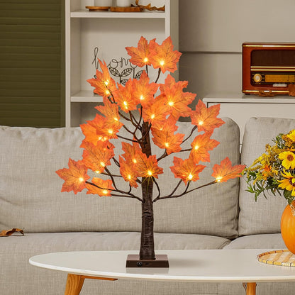 6FT 120LED Artificial Lighted Maple Tree Warm White Fall Decorations Indoor Ourdoor, Orange