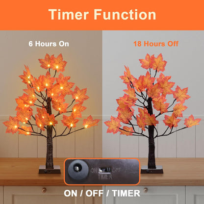 6FT 120LED Artificial Lighted Maple Tree Warm White Fall Decorations Indoor Ourdoor, Orange