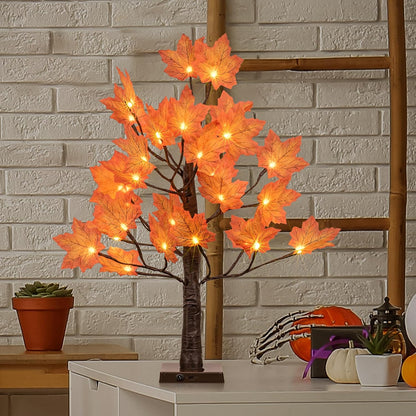 6FT 120LED Artificial Lighted Maple Tree Warm White Fall Decorations Indoor Ourdoor, Orange