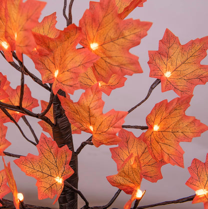 6FT 120LED Artificial Lighted Maple Tree Warm White Fall Decorations Indoor Ourdoor, Orange