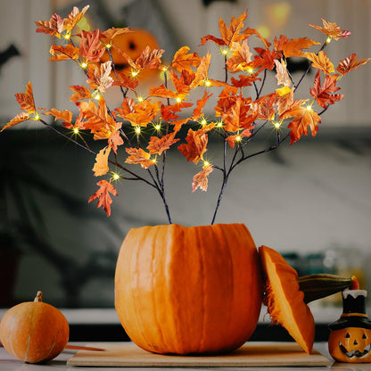 6FT 120LED Artificial Lighted Maple Tree Warm White Fall Decorations Indoor Ourdoor, Orange