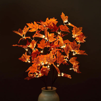 6FT 120LED Artificial Lighted Maple Tree Warm White Fall Decorations Indoor Ourdoor, Orange
