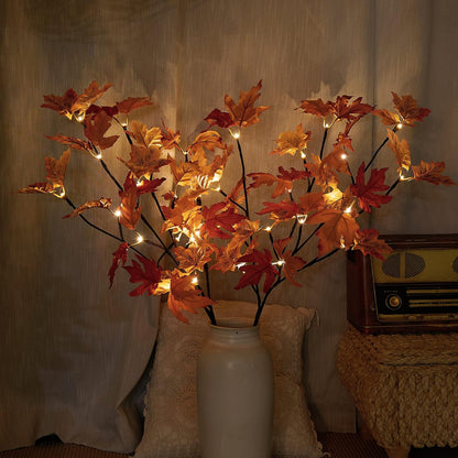 6FT 120LED Artificial Lighted Maple Tree Warm White Fall Decorations Indoor Ourdoor, Orange