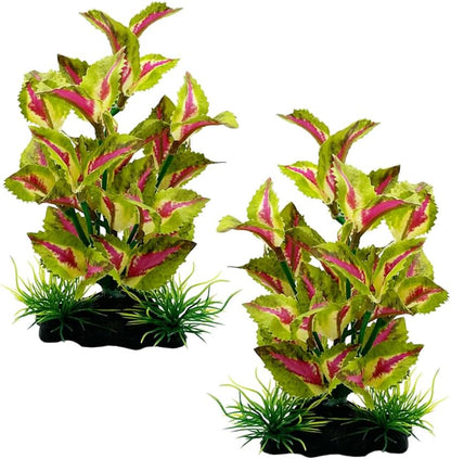 2pcs Set Aquarium Decor Plants Betta Fish Tank Decorations Soft Silk Artificial Plant Goldfish Waterscape Fish Hides Snake Tank/Reptiles Plants (Green-2pcs-Set)