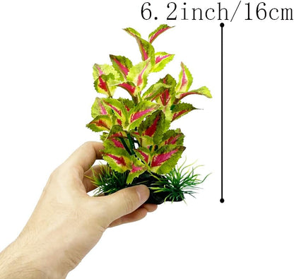 2pcs Set Aquarium Decor Plants Betta Fish Tank Decorations Soft Silk Artificial Plant Goldfish Waterscape Fish Hides Snake Tank/Reptiles Plants (Green-2pcs-Set)