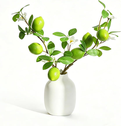 Artificial Lemons Tree Branches /Pack 6Faux Lemons and Lifelike Leaves Fruit Fake Plant Spring Summer Lemon Themed Decoration for Kitchen Dining Table Farmhouse 20Inch