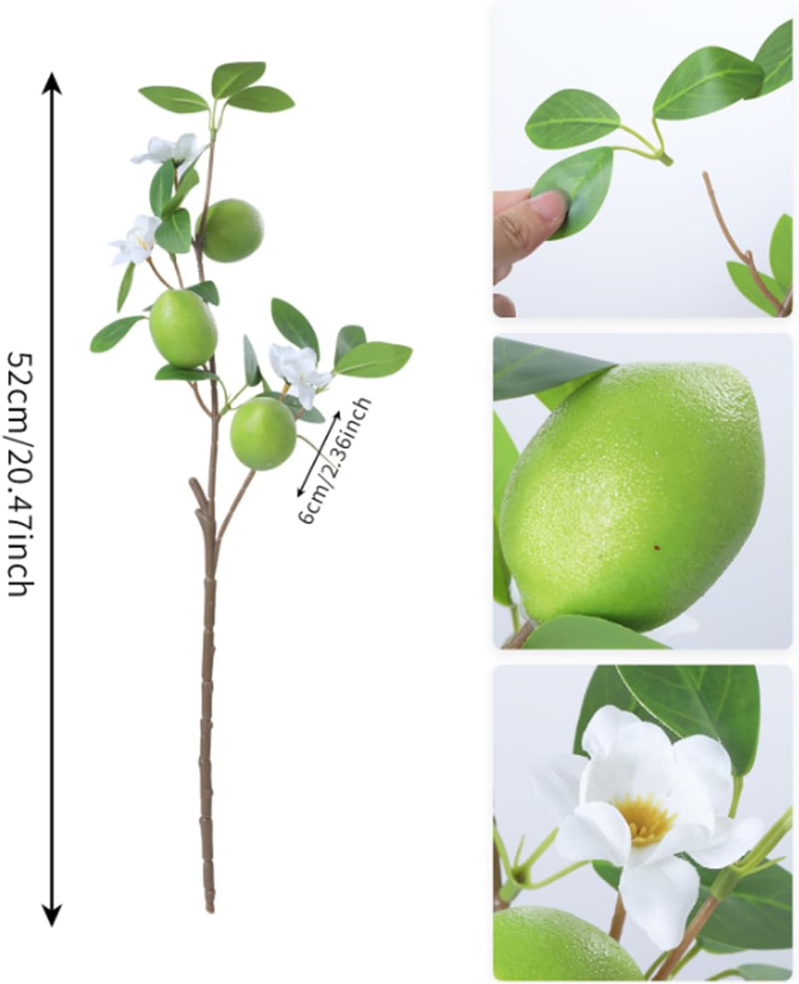 Artificial Lemons Tree Branches /Pack 6Faux Lemons and Lifelike Leaves Fruit Fake Plant Spring Summer Lemon Themed Decoration for Kitchen Dining Table Farmhouse 20Inch