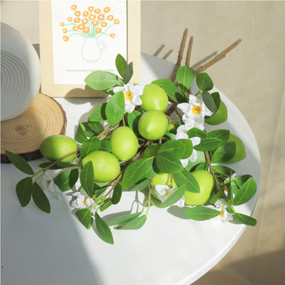 Artificial Lemons Tree Branches /Pack 6Faux Lemons and Lifelike Leaves Fruit Fake Plant Spring Summer Lemon Themed Decoration for Kitchen Dining Table Farmhouse 20Inch