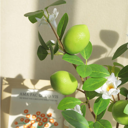 Artificial Lemons Tree Branches /Pack 6Faux Lemons and Lifelike Leaves Fruit Fake Plant Spring Summer Lemon Themed Decoration for Kitchen Dining Table Farmhouse 20Inch