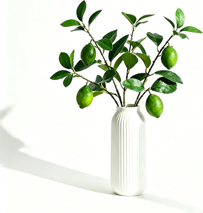 Artificial Lemons Tree Branches /Pack 6Faux Lemons and Lifelike Leaves Fruit Fake Plant Spring Summer Lemon Themed Decoration for Kitchen Dining Table Farmhouse 20Inch